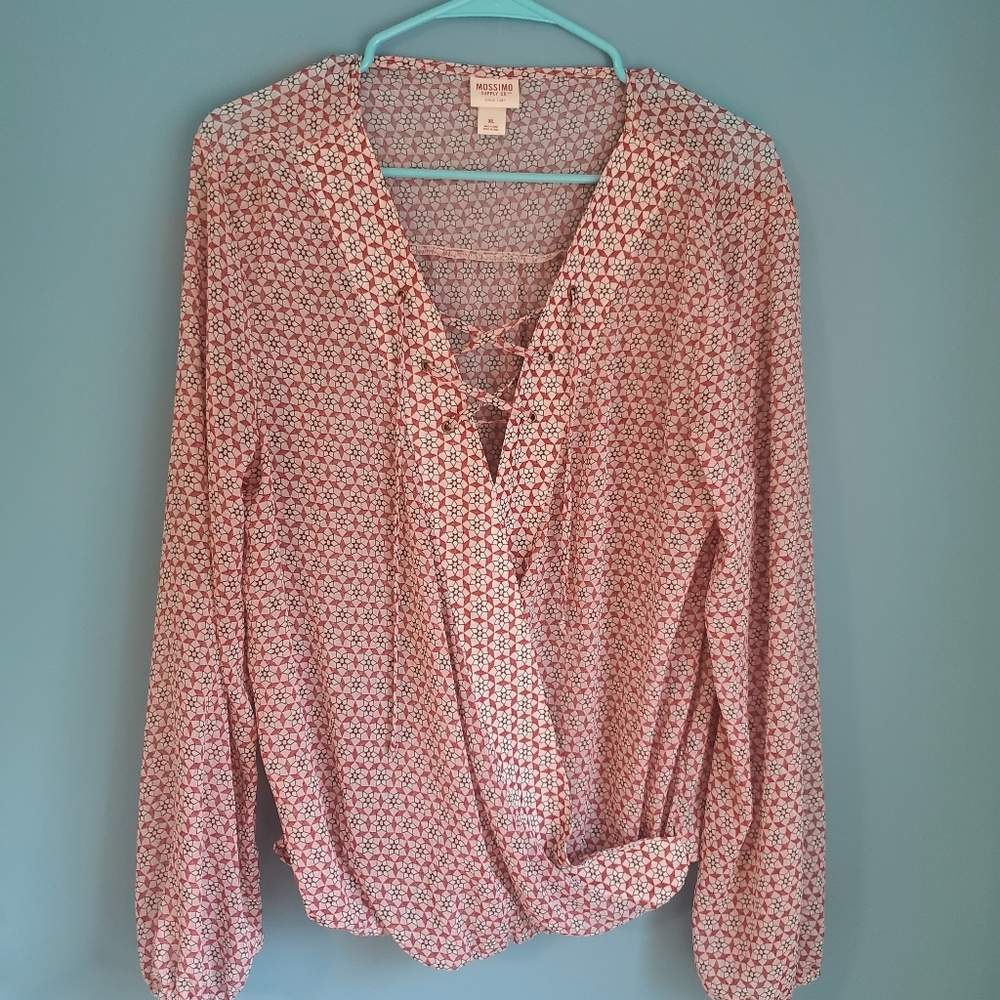 Mossimo Sheer Geometric Faux Wrap Top